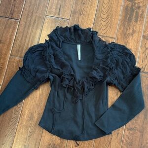 Anthropologie Black Ruffled Blouse
